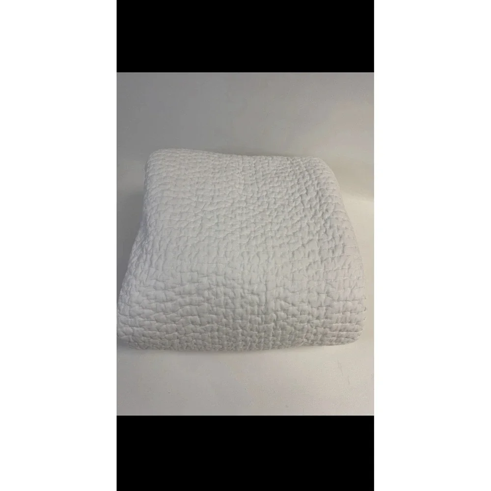 Pottery Barn Pick-Stitch Handcrafted Cotton Linen Quilt King Bed Cover Sz100'x88